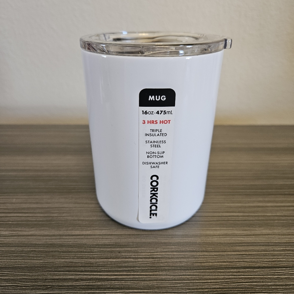 Corkcicle White 16oz Insulated Mug new with tags - Picture 2 of 2